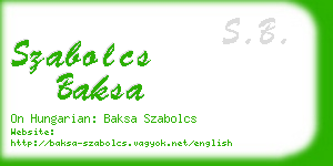 szabolcs baksa business card